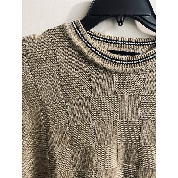 Fairway Outfitters Golf Sweater Men L Brown Textured Checks Golf Club Graphics - Picture 13 of 16